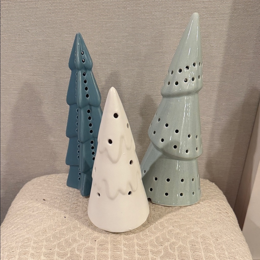 Ceramic Decorative Trees in Blue/White/sage green